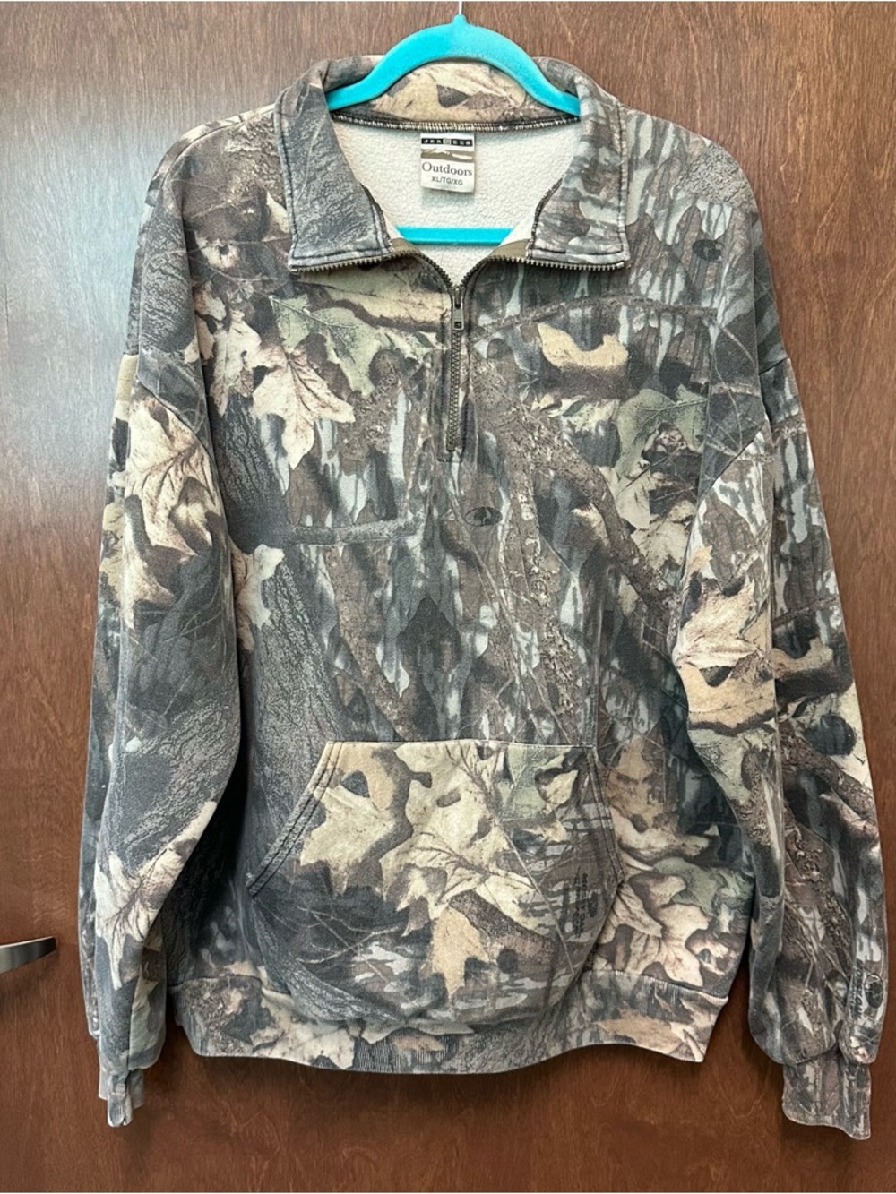 Vintage Mossy Oak Breakup camouflage quarter zip pullover XL grunge 90s